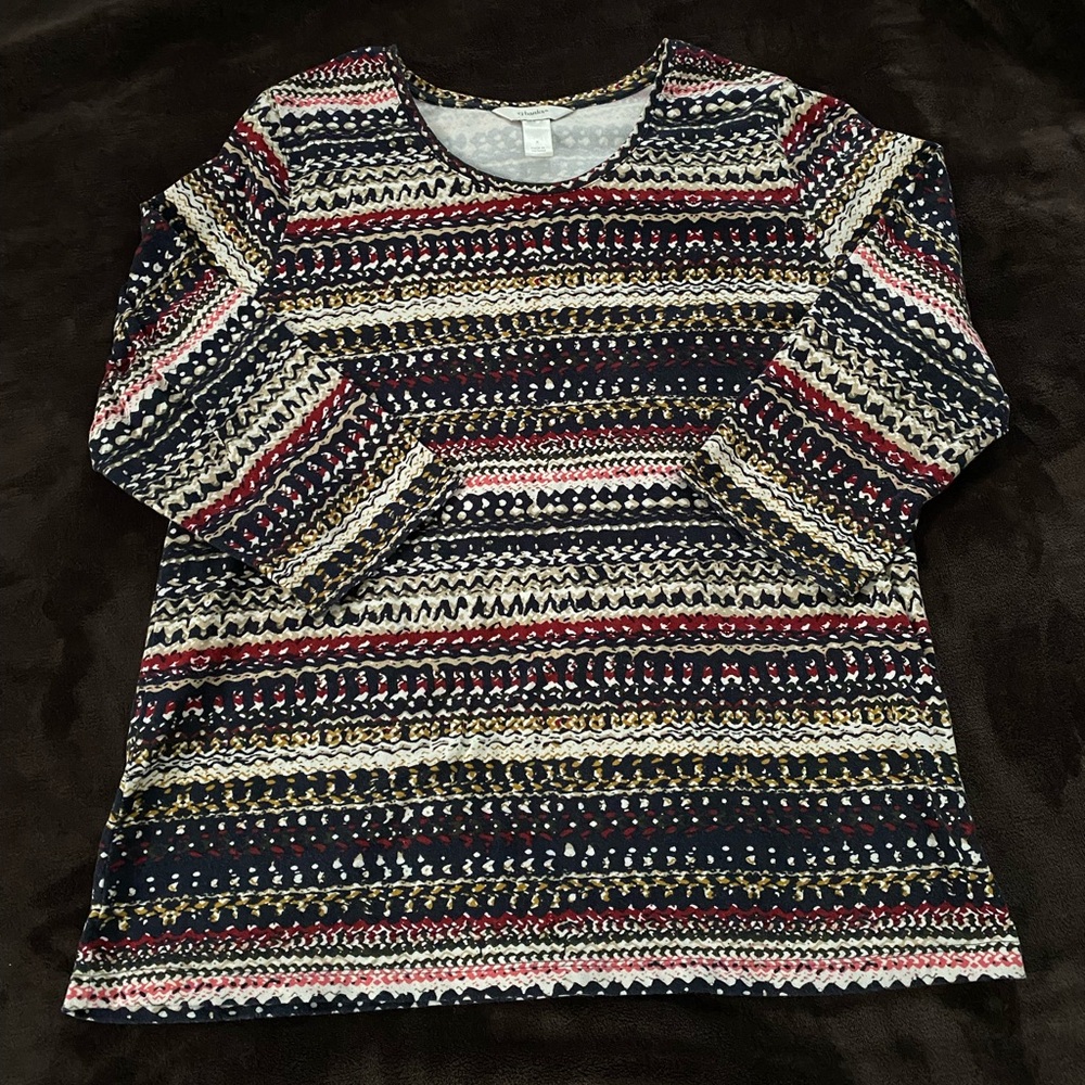 CJ Banks Women’s Multicolored Top with 3/4 Sleeves